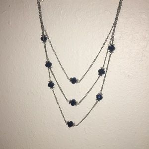 Silver and blue beaded necklace